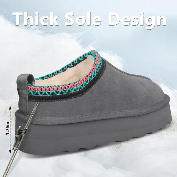 Platform Mini Ankle Boots Short Fur Fleece Lined House Women's Slippers - Picture 3 of 6